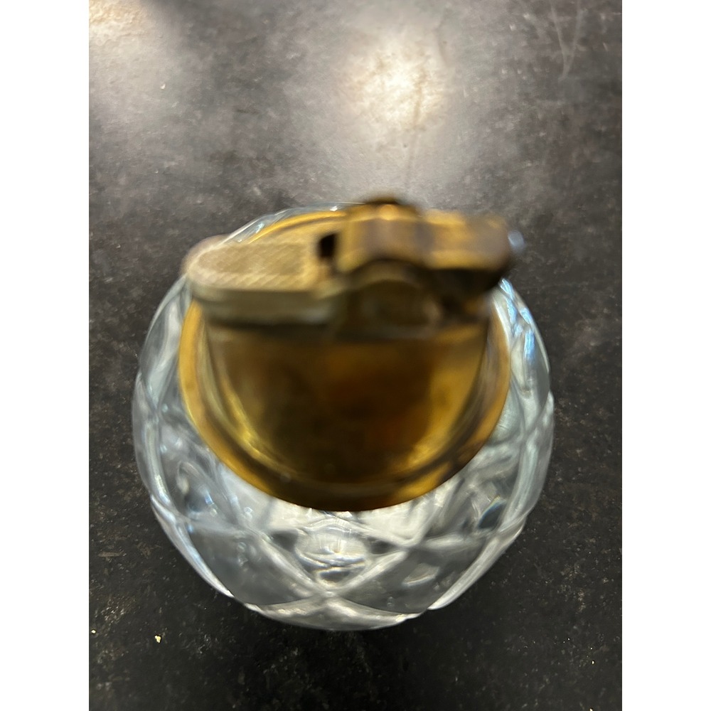 Vintage Diamond Cut Glass and Brass Table Lighter - Picture 2 of 5